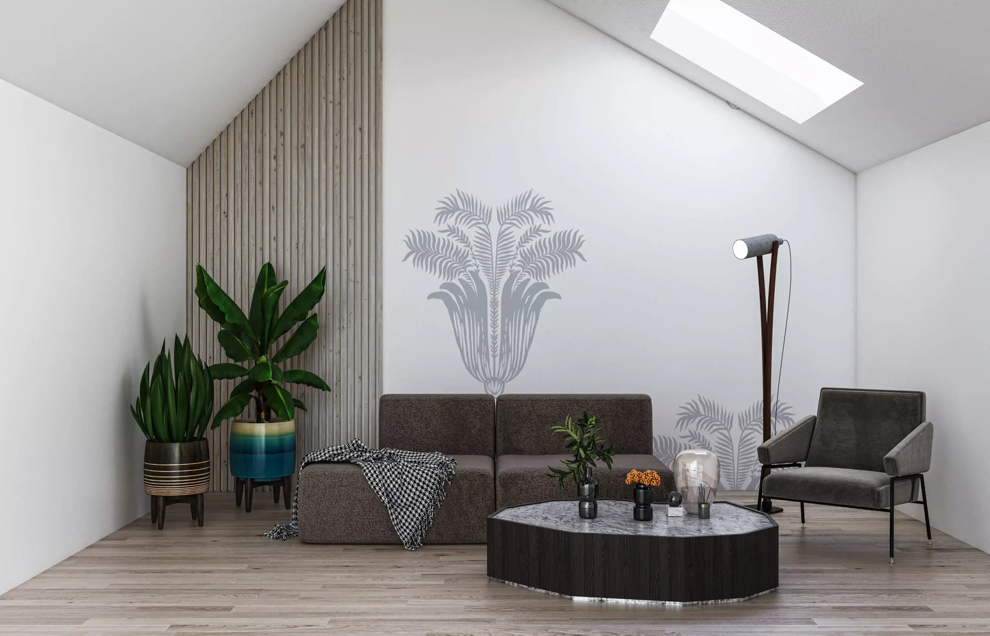 Minimalist Parisian Palm Crest Wall Decor Wallpaper⁠