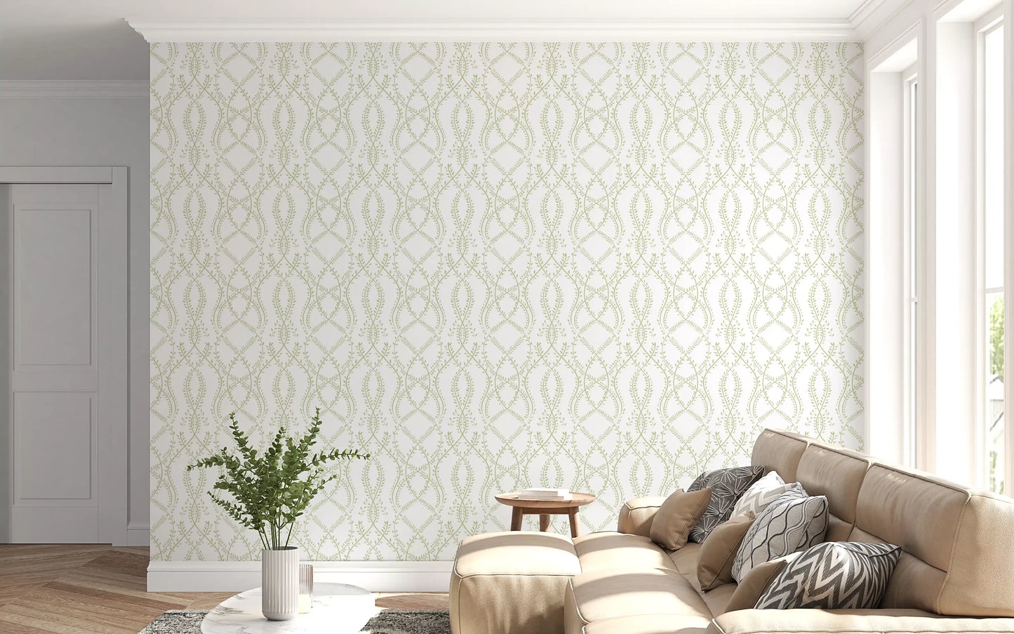 Sage Green Intertwined Botanical Vines Wallpaper Wallpaper⁠