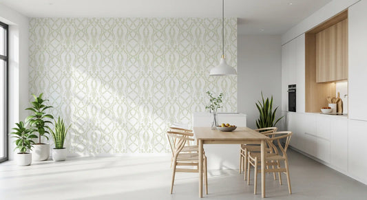 Sage Green Intertwined Botanical Vines Wallpaper⁠
