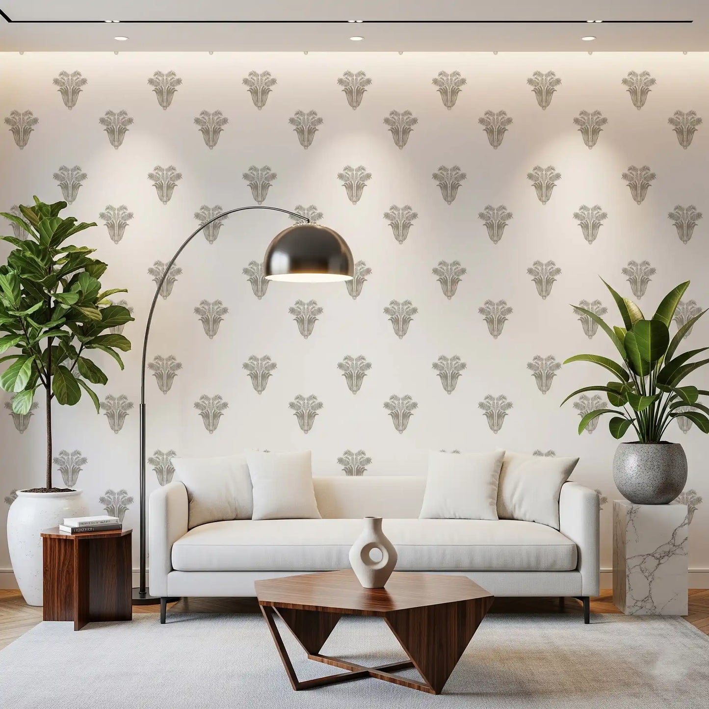 Minimalist Taupe Palm Frond Wallpaper Wallpaper⁠