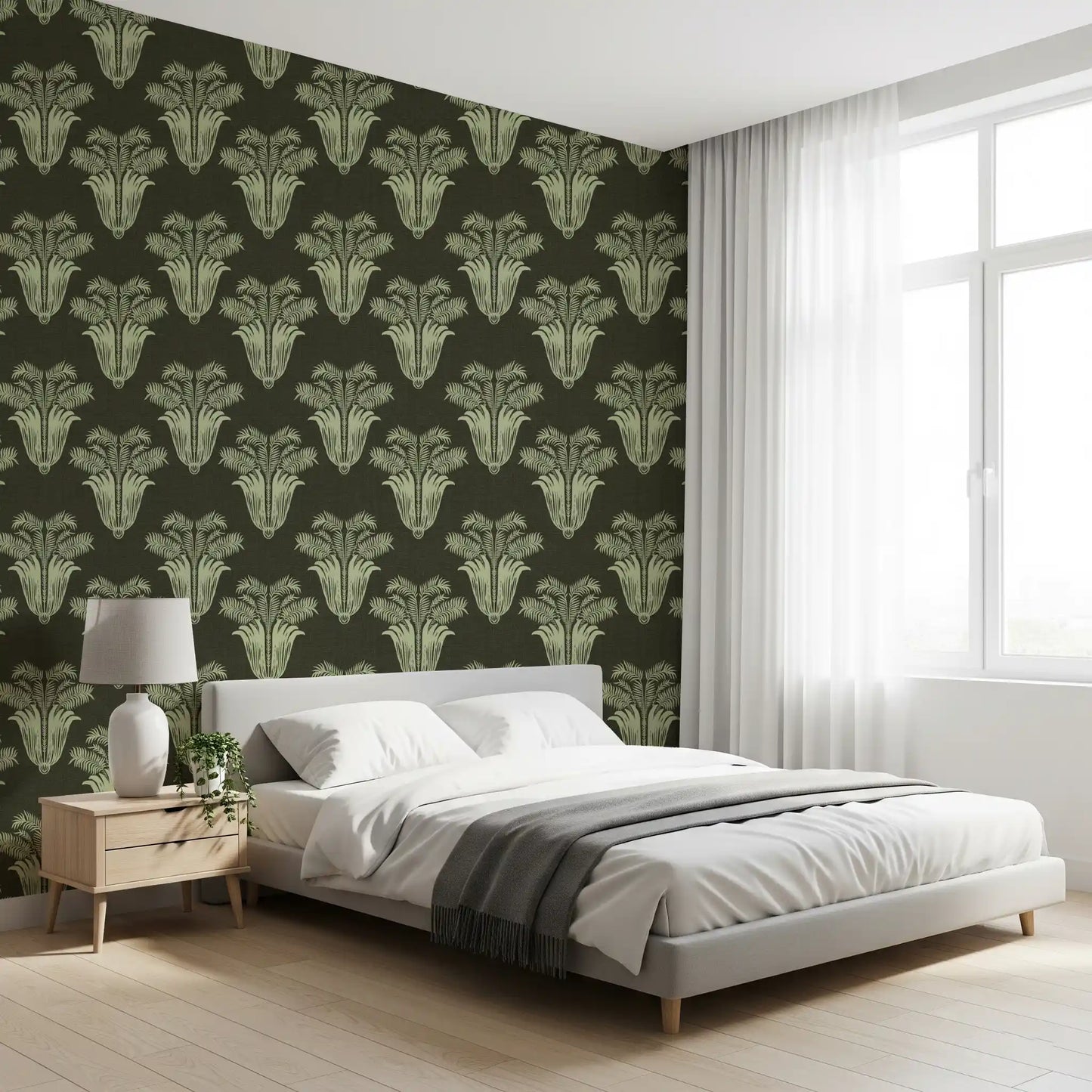 Vintage Art Deco Palm Damask Wallpaper Wallpaper⁠