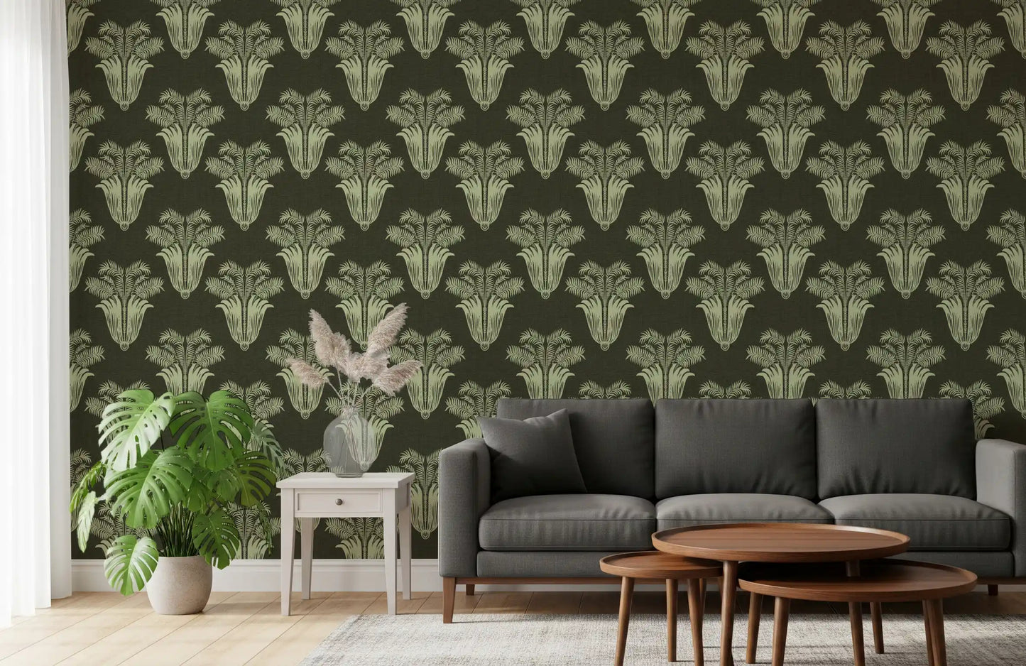 Vintage Art Deco Palm Damask Wallpaper Wallpaper⁠