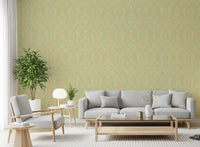 Soft Sage and Blush Pink Botanical Ogee Wallpaper Wallpaper⁠
