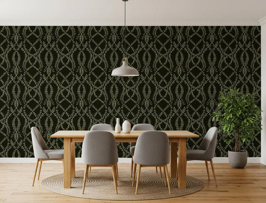 Midnight Sage Interlocking Vine Wallpaper Wallpaper⁠