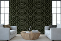 Midnight Sage Interlocking Vine Wallpaper Wallpaper⁠