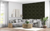 Midnight Sage Interlocking Vine Wallpaper Wallpaper⁠