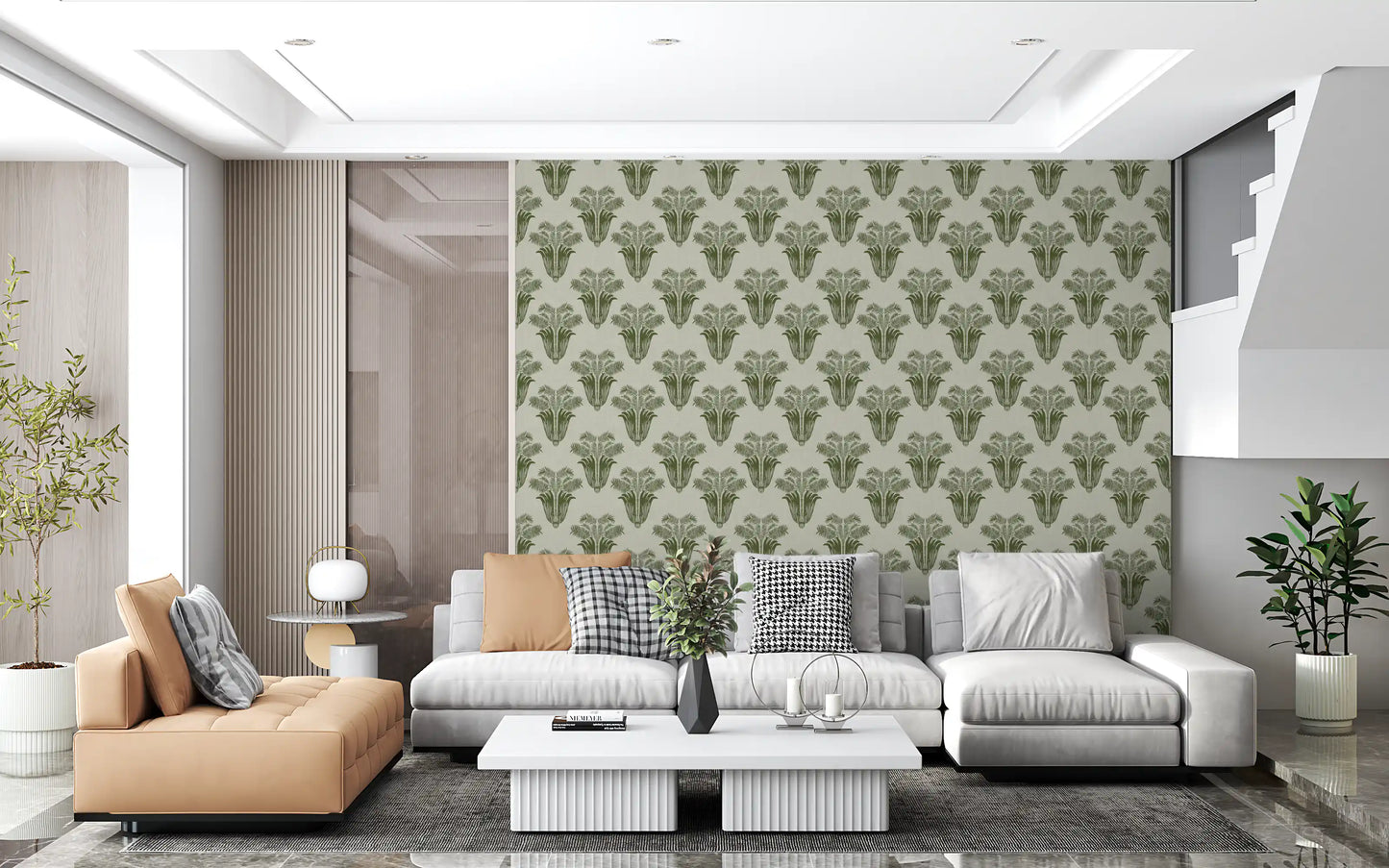Mediterranean Sage Palm Leaf Wallpaper Wallpaper⁠