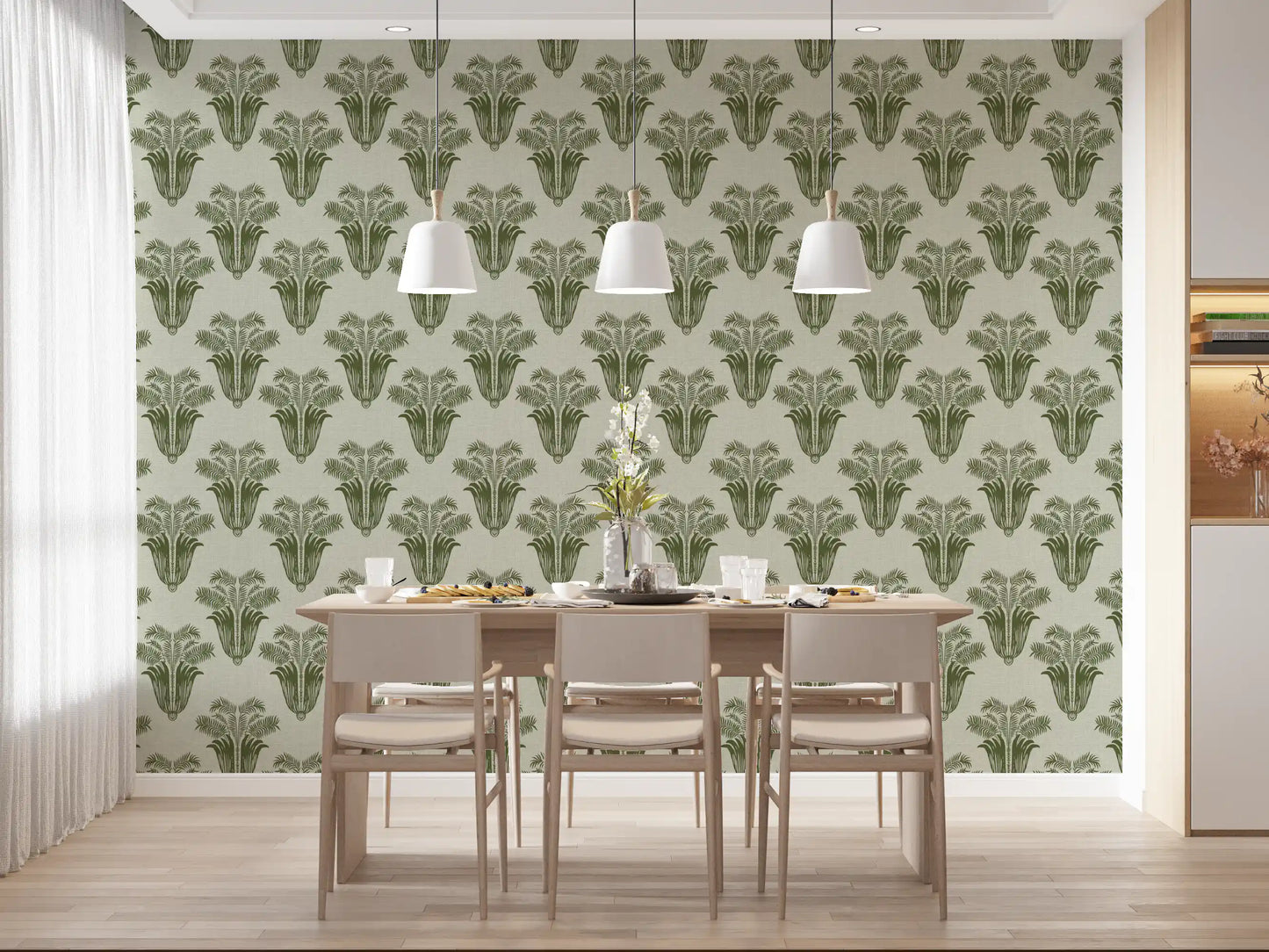 Mediterranean Sage Palm Leaf Wallpaper Wallpaper⁠