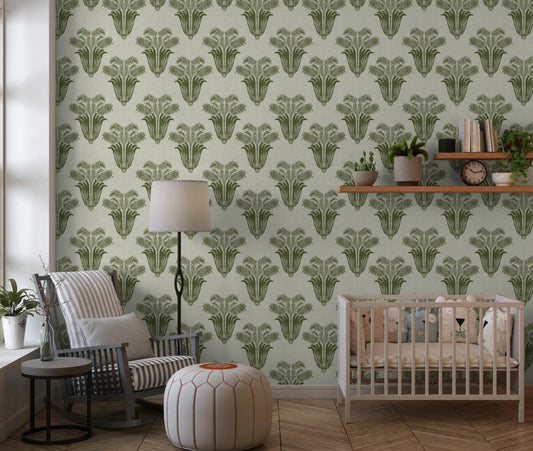 Mediterranean Sage Palm Leaf Wallpaper Wallpaper⁠