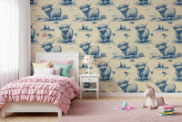 Whimsical Vintage Highland Cow Wallpaper Wallpaper⁠
