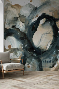 Abstract Ink Wash Wall Mural