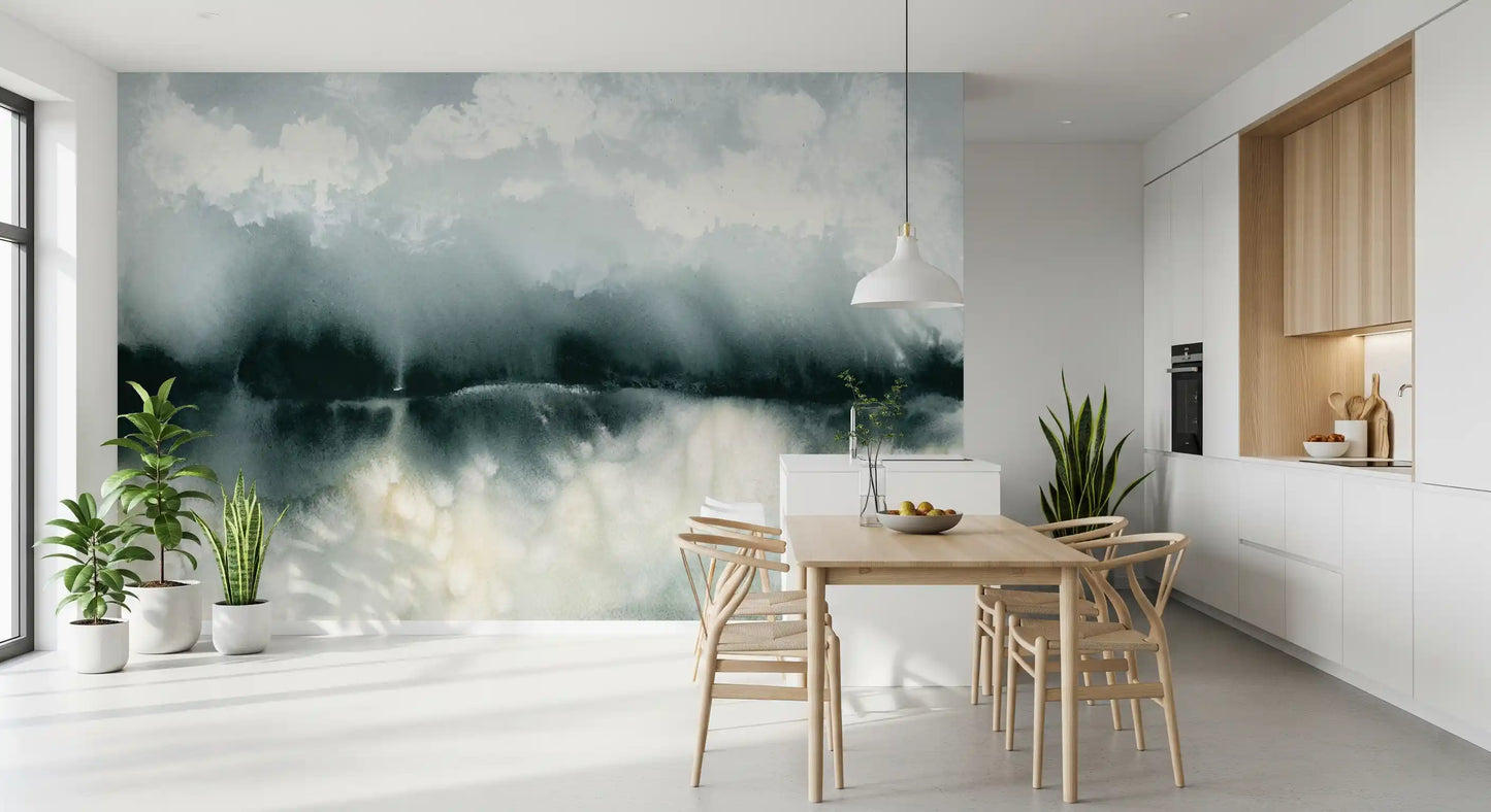Serene Waterside Mist Abstract Mural Wall Mural