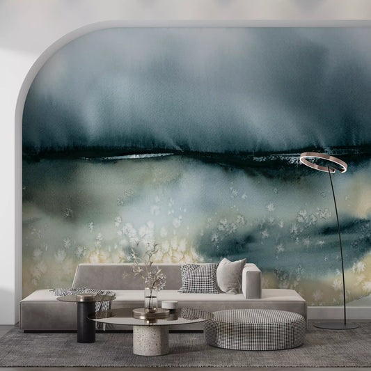 Soft Clouds Over Meadow Wall Mural