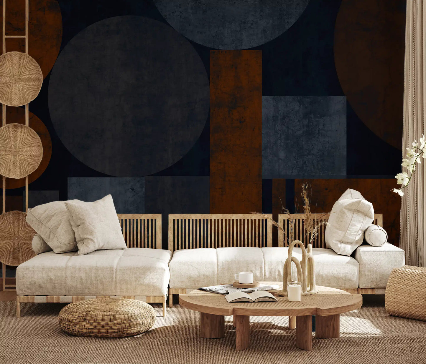 Industrial Rust and Charcoal Geometric Wallpaper Wall Mural