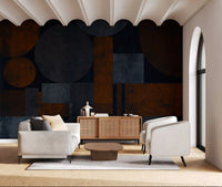 Industrial Rust and Charcoal Geometric Wallpaper Wall Mural