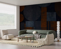 Industrial Rust and Charcoal Geometric Wallpaper Wall Mural