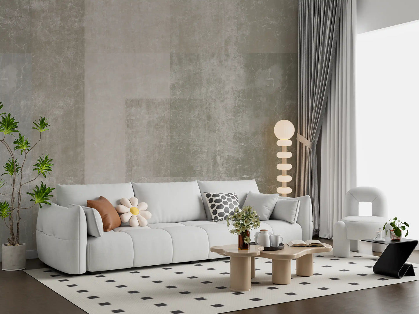 Muted Concrete Geometric Abstract Wallpaper Wall Mural