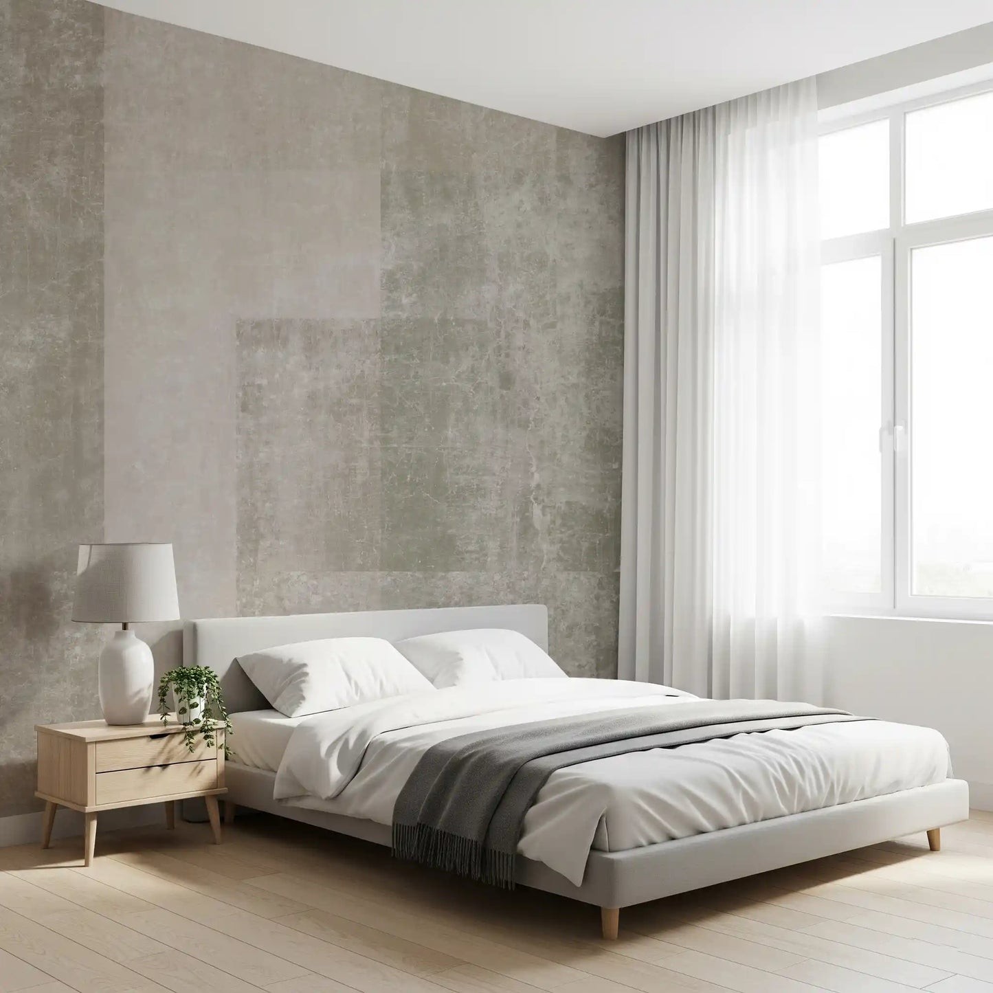 Muted Concrete Geometric Abstract Wallpaper Wall Mural