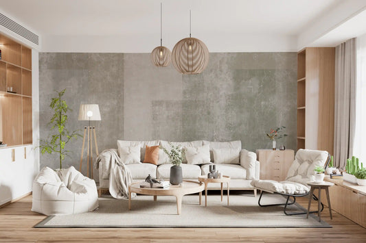 Muted Concrete Geometric Abstract Wall Mural