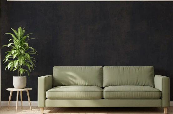 Dark industrial concrete wall mural grounding a modern living room GD10857
