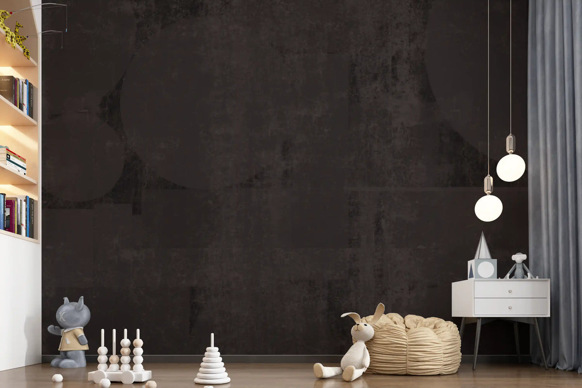 Dark charcoal texture wall mural spanning a moody Nursery , GD10860
