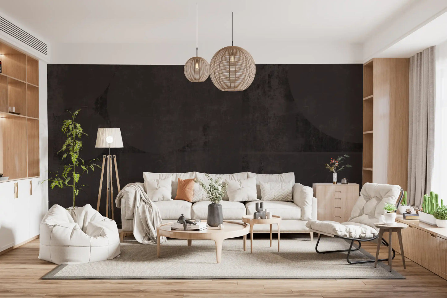 Industrial Charcoal Abstract Shapes Wallpaper Wall Mural