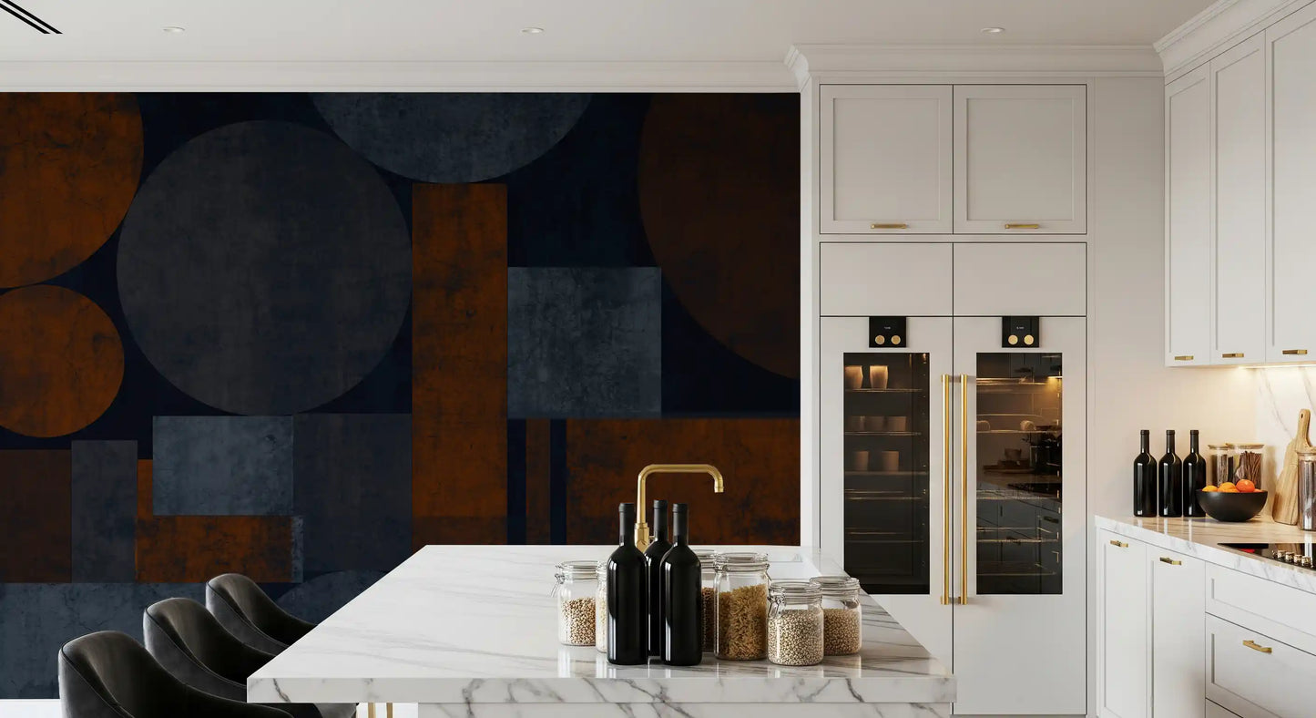 Earthy Geometrics Textured Circles Wall Mural