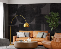 Industrial Charcoal Blocks & Circles Wallpaper Wall Mural