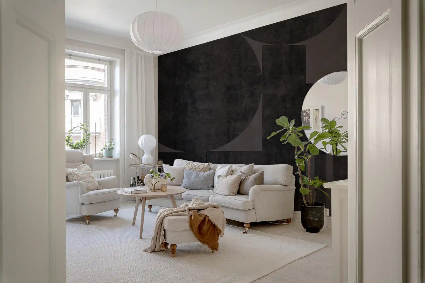 Industrial Charcoal Blocks & Circles Wallpaper Wall Mural