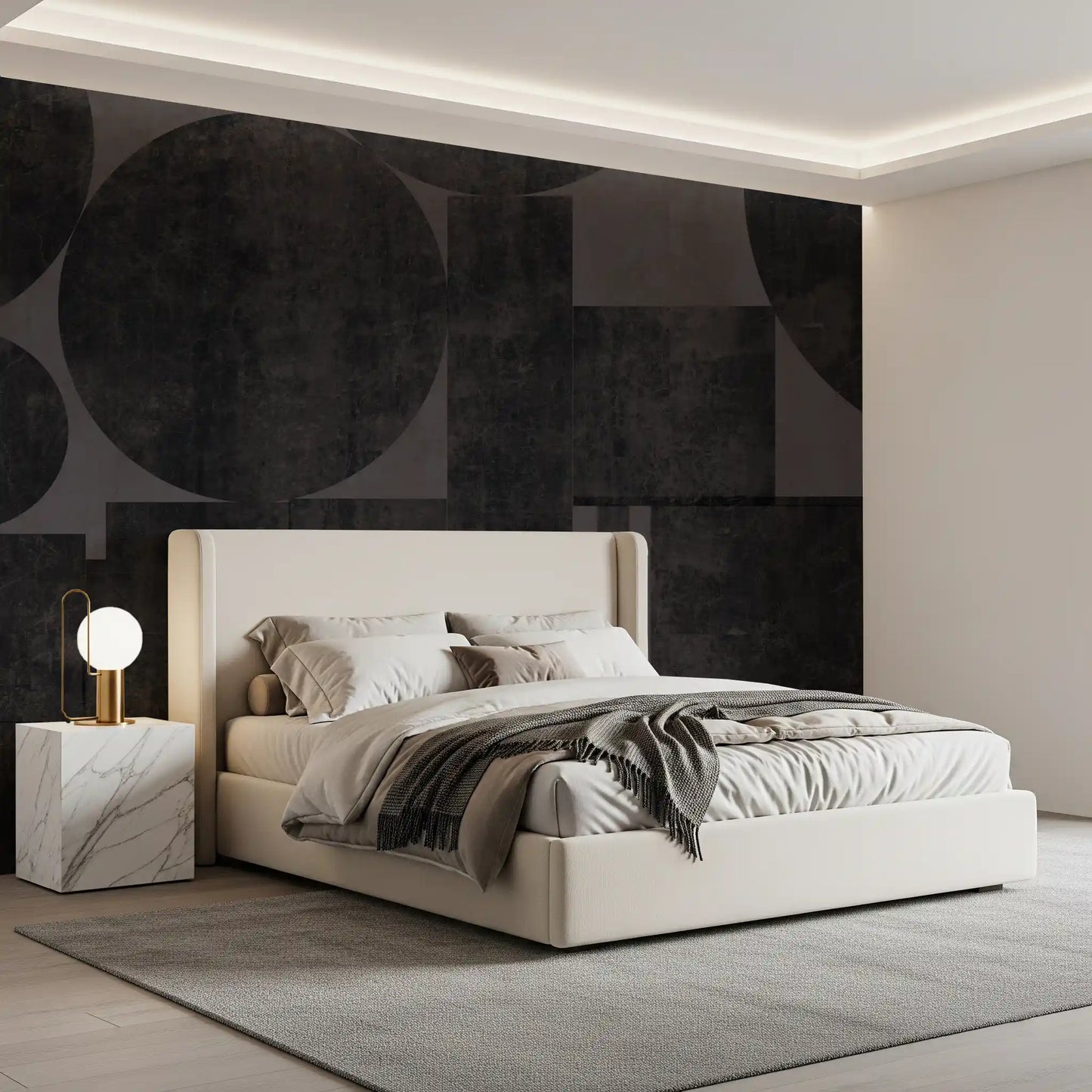 Industrial Charcoal Blocks & Circles Wallpaper Wall Mural
