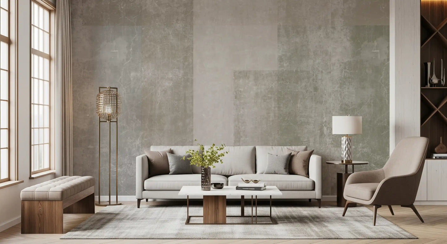 Muted Geometric Concrete Panels wall mural in a neutral block grid GD10863
