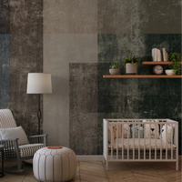 Distressed color block wall mural filling a warm Nursey area, GD10864
