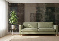 Grid-like color block wall mural running along a relaxed lounge, GD10864