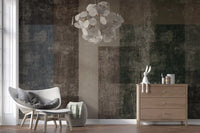 Muted color block wall mural giving a Living room quiet depth, GD10864
