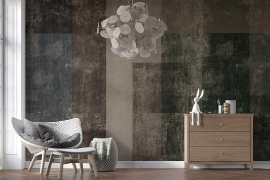 Distressed Brutalist Color Block Wall Mural Wall Mural