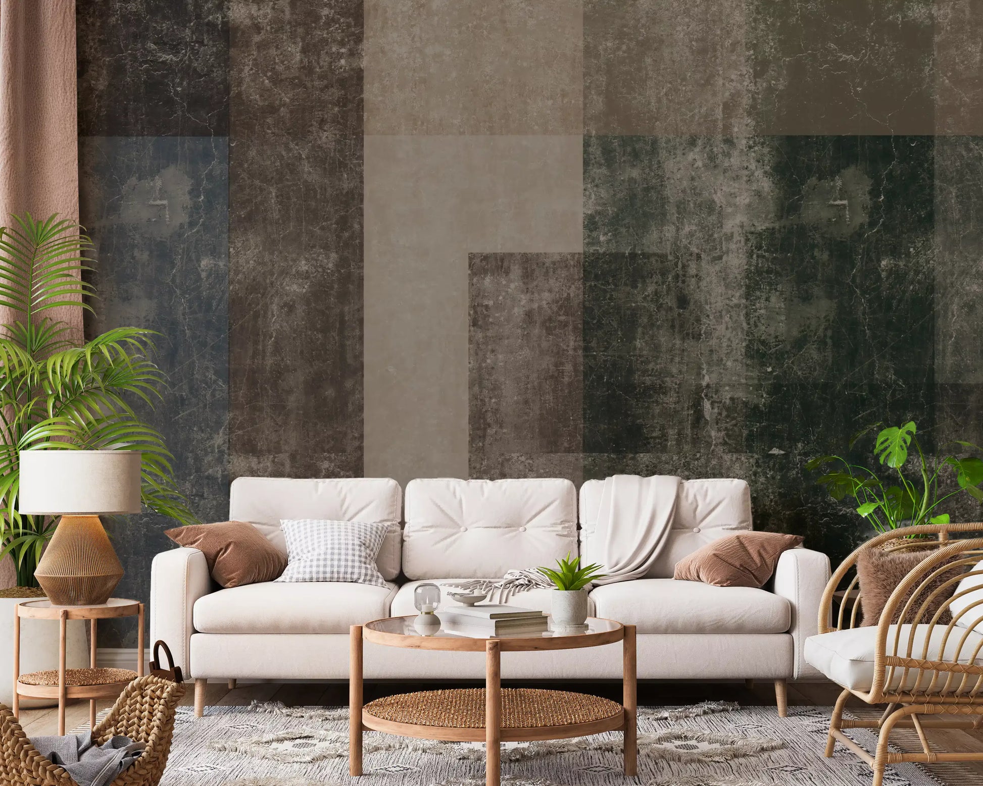 Broad blocks line up in a grid across this color block wall mural, GD10864
