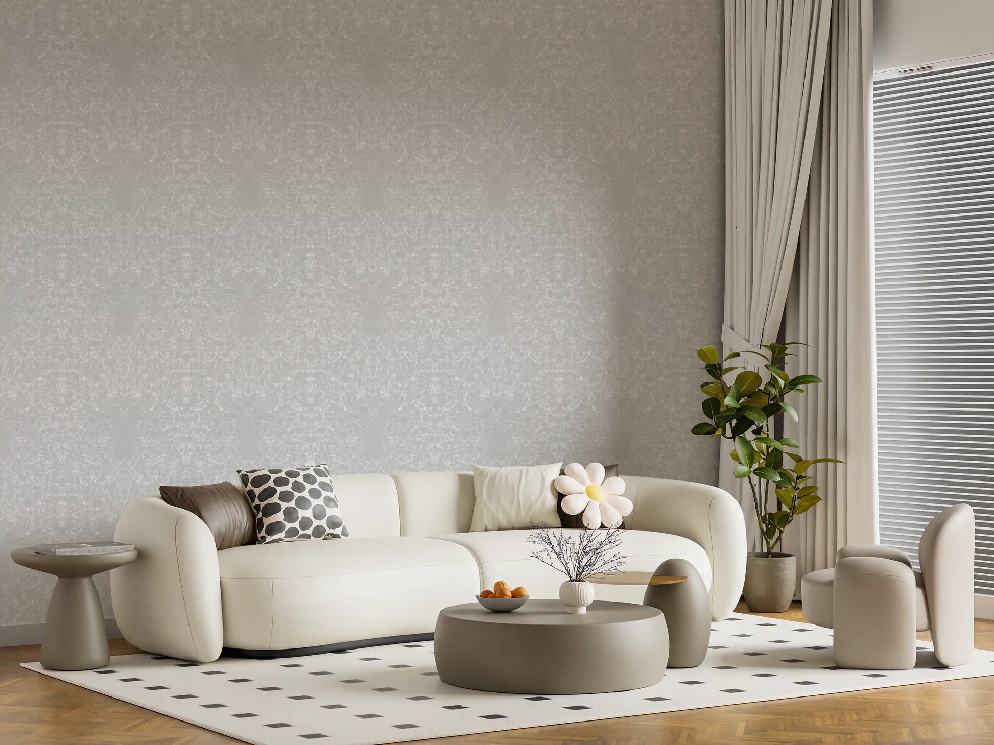 Chalky mottled texture on a Living room wallpaper in pale cream, GD10865
