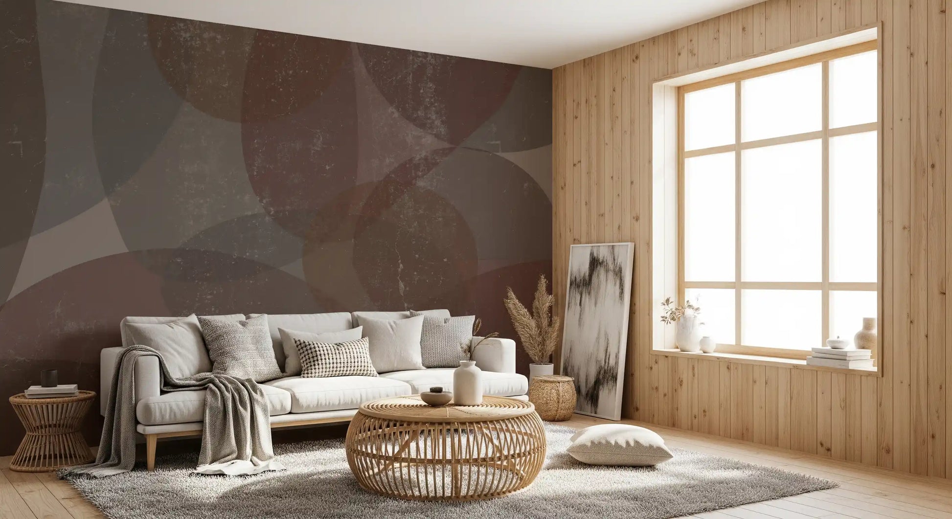 Close clusters of pebble shapes fill this rustic earth tones wall mural GD10868
