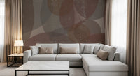 This rustic wall mural wraps a living room in overlapping pebble forms GD10868
