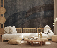 Curvilinear stone forms giving a Living  room quiet depth, rustic wall mural, GD10869
