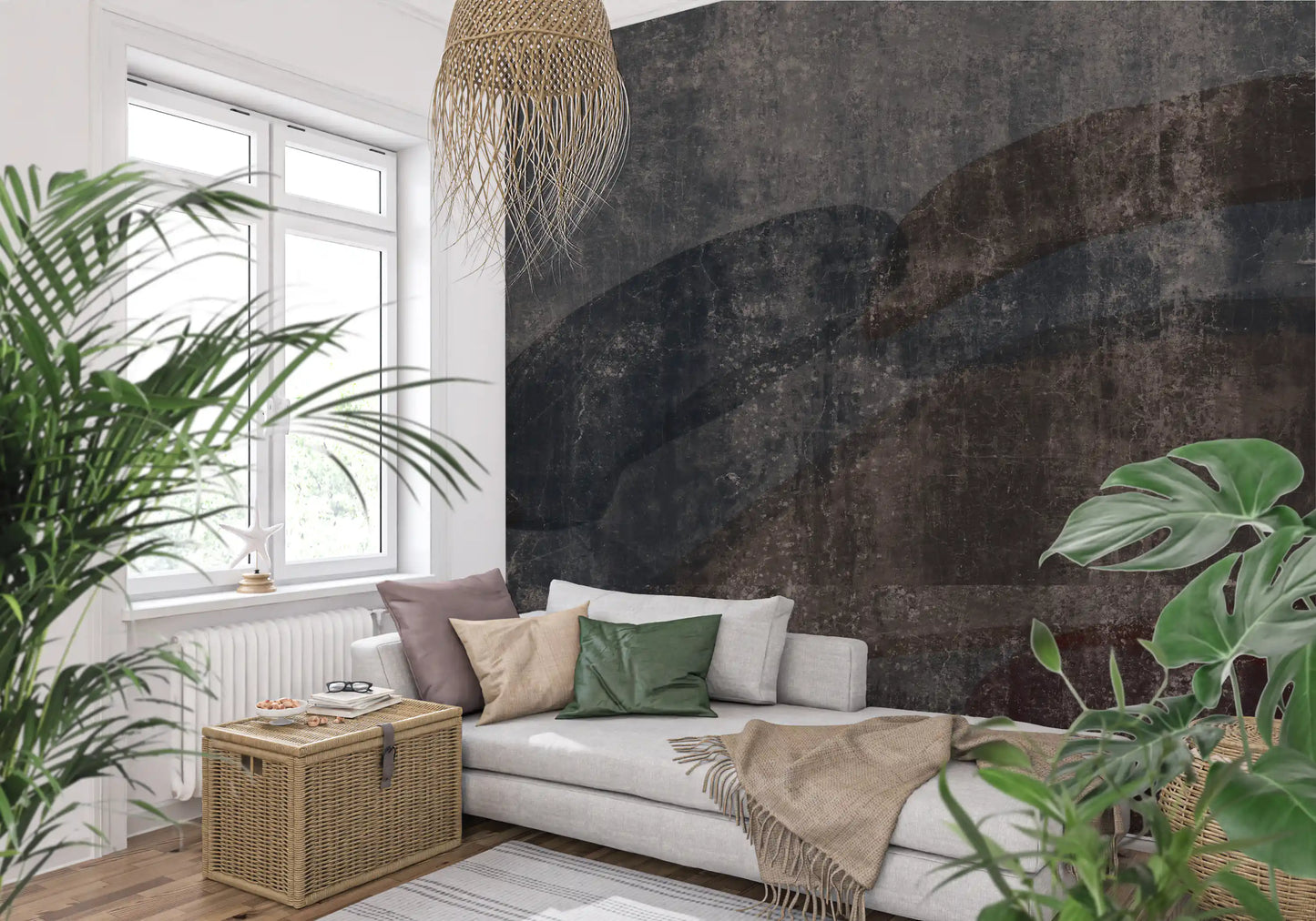 Textured stone finish detailing the Rustic Concrete Slate wall mural, GD10869

