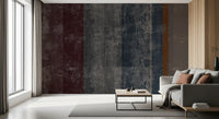 Rugged block wall mural tracing rust stripes down a hallway GD10870

