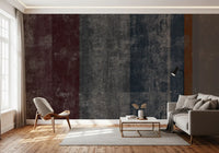 Moody rust and navy stripe wall mural set in a relaxed lounge GD10870
