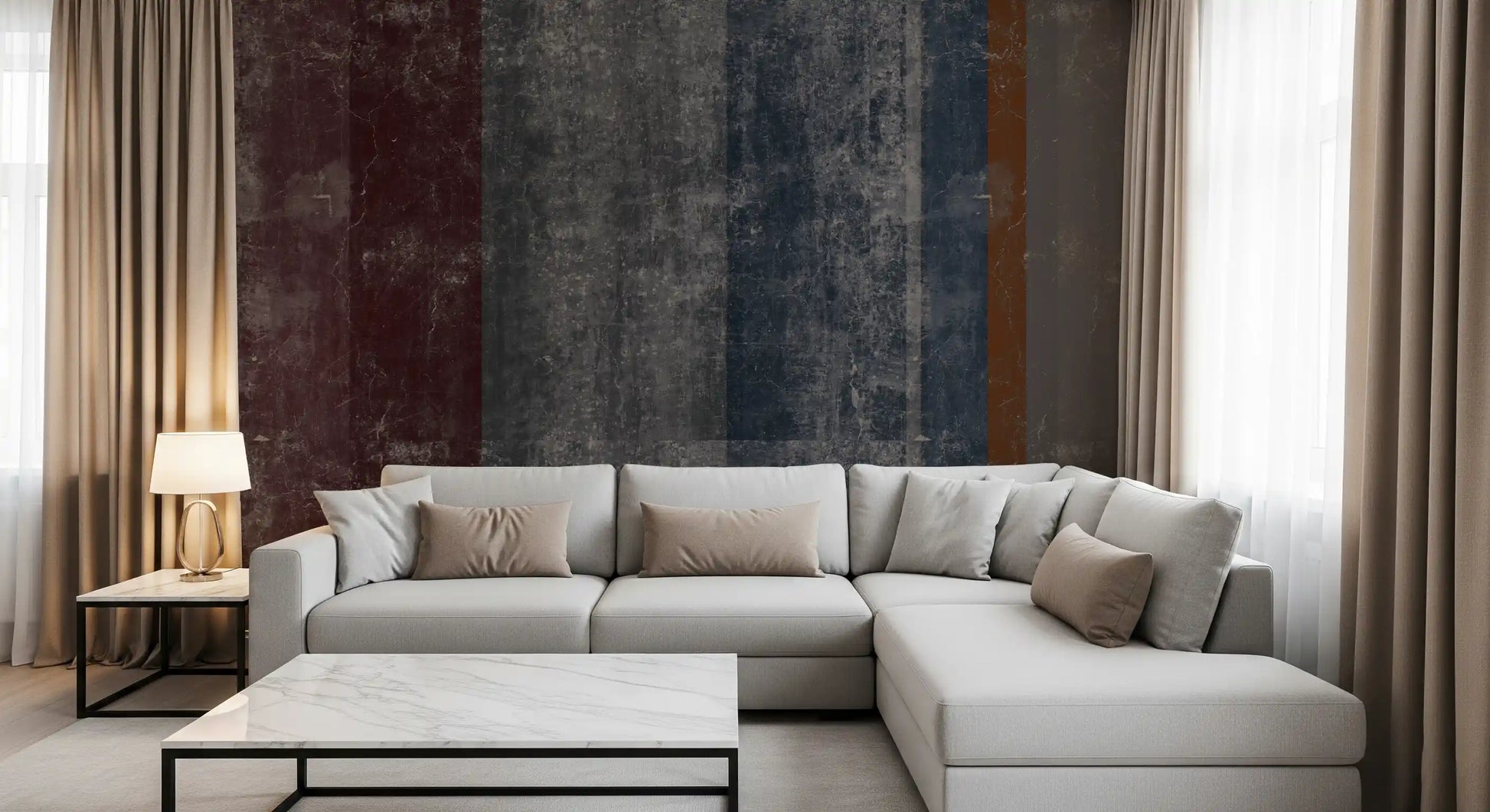 Cracked, stony texture runs through this rust stripe wall mural GD10870
