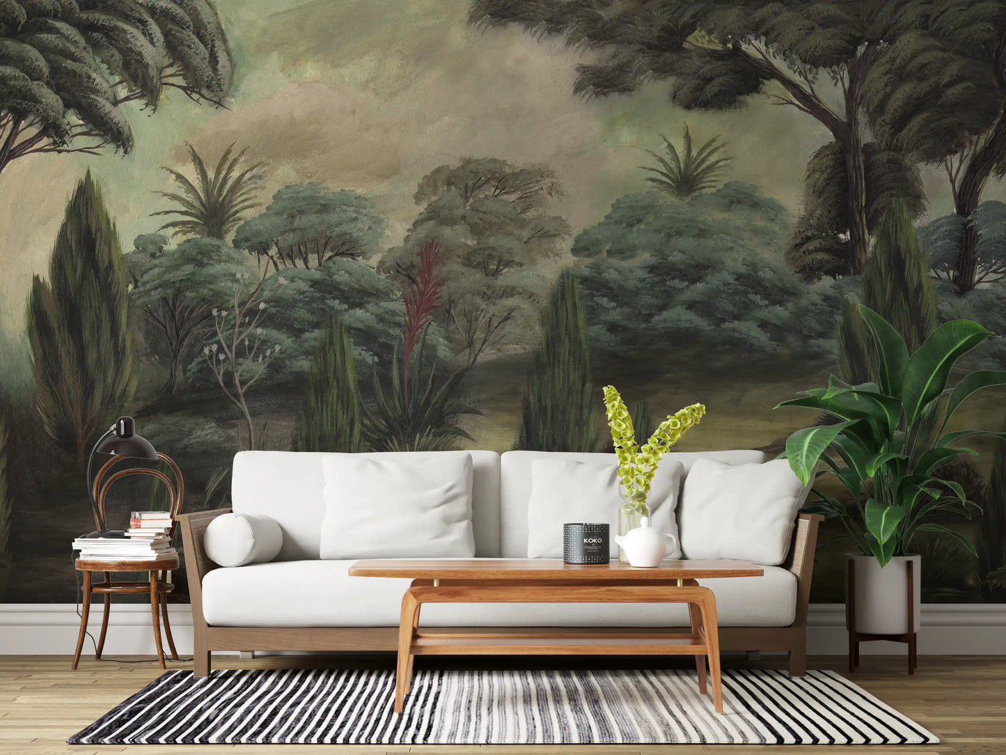Misty Mediterranean Forest Wall Mural