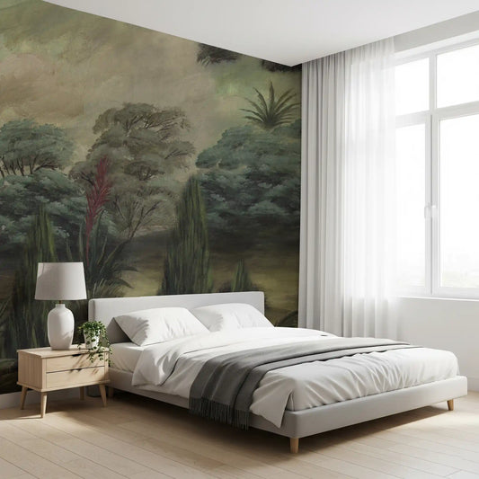 Misty Mediterranean Forest Wall Mural