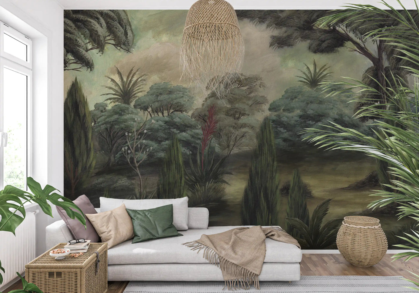 Misty Mediterranean Forest Wall Mural