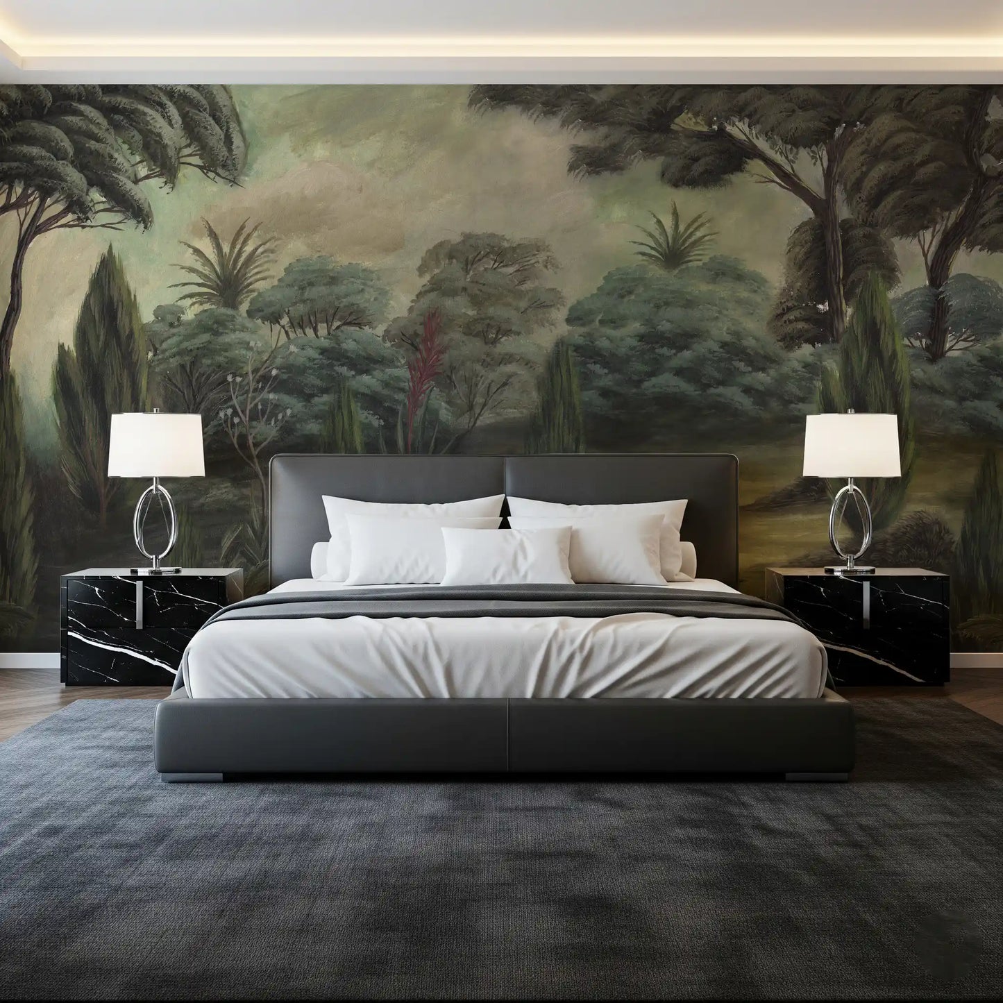 Misty Mediterranean Forest Wall Mural