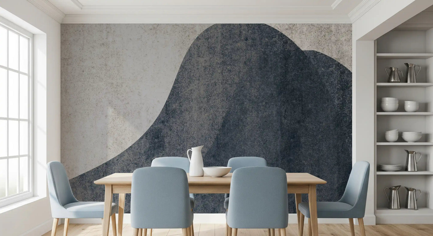 Slate and Stone Textured Abstract Waves Wall Mural