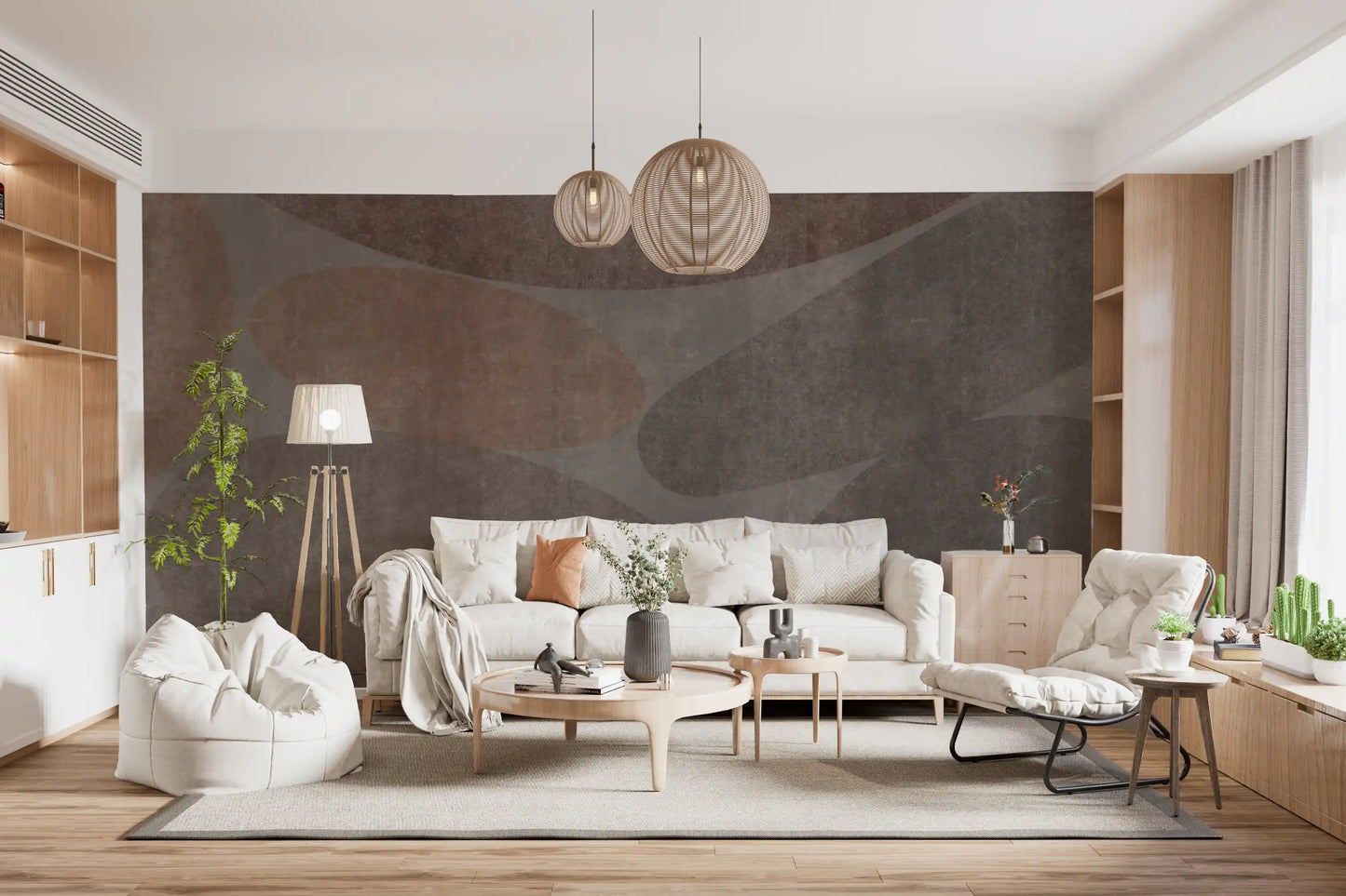 Earthy Abstract Stone Shapes Textured Wall Mural